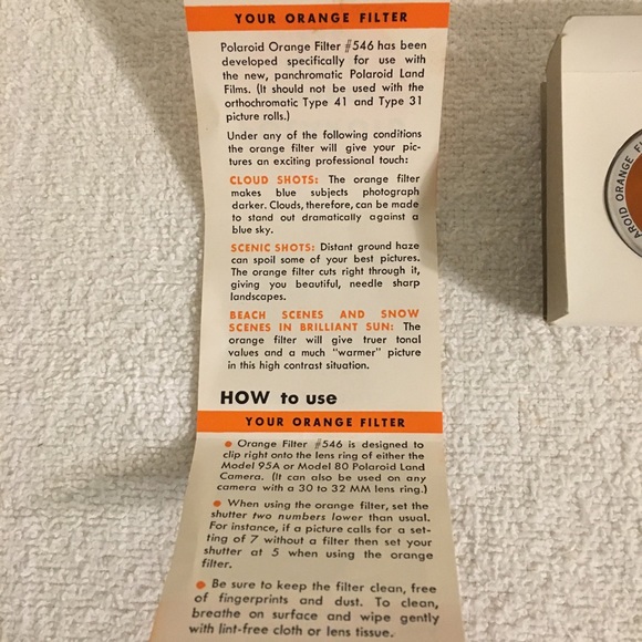 Vintage Polaroid Orange Filter Non Polarizing #546 NIB - Picture 4 of 5